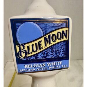 Vintage Blue Moon Belgian Wheat  Ale White Ceramic Beer Tap Handle Keg Bar Brew